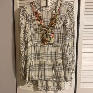 Anthropologie Tunic Top with Metallic Detail